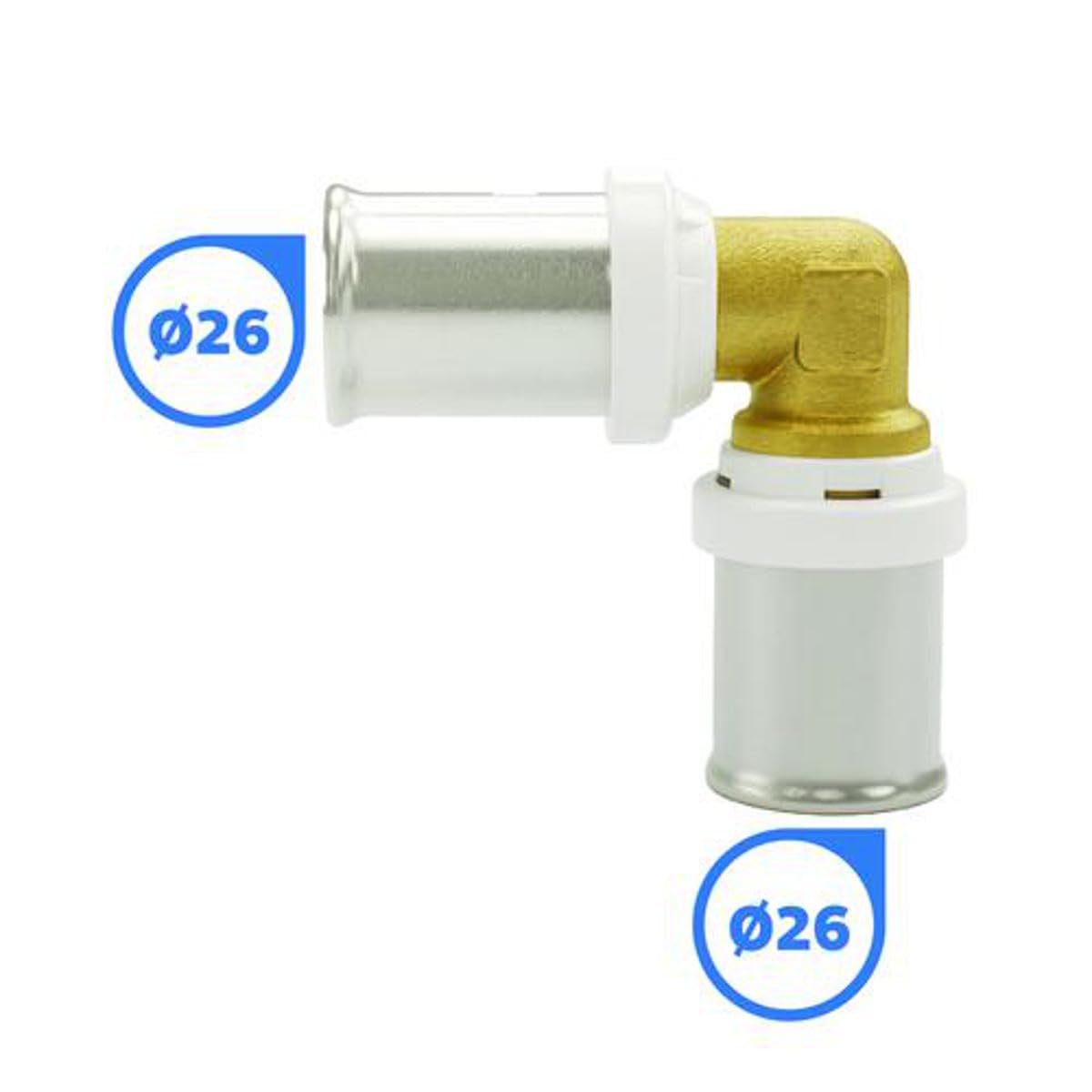 SOMATHERM FOR YOU, Raccord coudé égal à sertir pour tube multicouche Ø26 mm - Compatible avec profils U, H, TH - Sécurité d'étanchéité, norme NF 545, pression max 10 bars (Lot de 6)