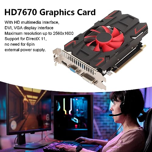 Scheda Grafica Radeon HD 7670, Scheda Grafica GDDR5 da 4 GB GPU 128 Bit 1800 MHz Scheda Video 2K PCI Express 2.0 16X, HDML/DP/DVI per Accessori per Computer Fai-da-Te (HD7670 - Scheda video - Immagine 6