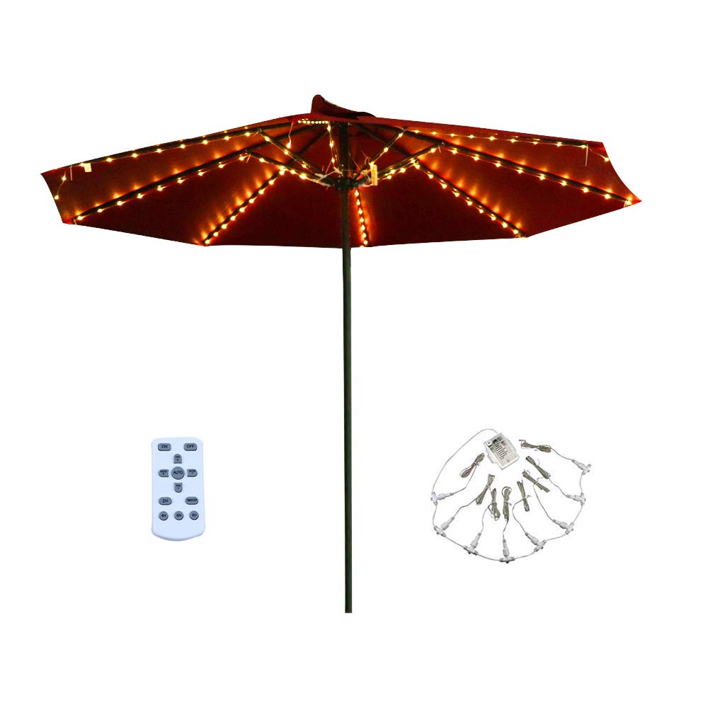 Patio Led Umbrella String Lights 8 Lighting Mode With Remote Control Umbrella Lights Battery Operated Waterproof Outdoor Lighting For Patio Umbrellas Outdoor Use Camping Tents A Warm White Amazon Com