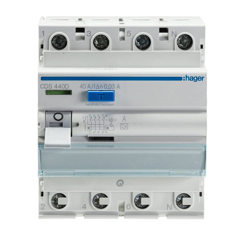 Hager Set 1x FI CDS440D 40a 0,03 + 1x LS-Schalter 3-polig MBS316 + 5x LS-Schalter 1-polig MBS116 + 1x Phasenschiene 3-polig KDN363F