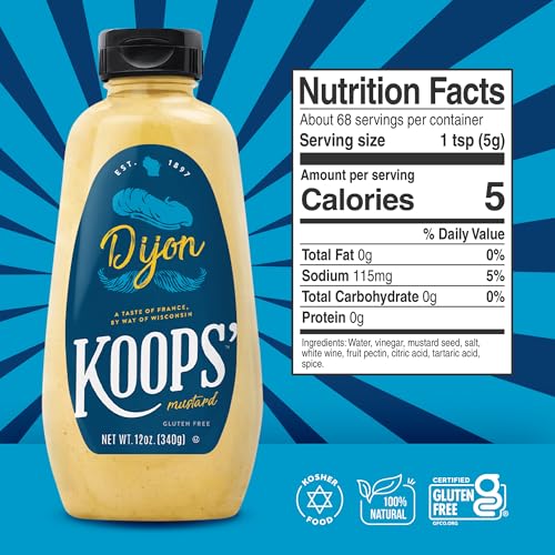 Image of Koops' Dijon Mustard - French Mustard, Gluten-Free, Kosher, Non-GMO, Made in the USA, From Quality Mustard Seeds, Rich and Delicious Flavor - 12 Oz, Pack of 2