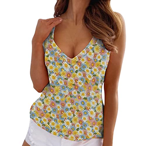 Blusa feminina de verão outono sem mangas 2023 gola V algodão gráfico brunch camiseta regata colete