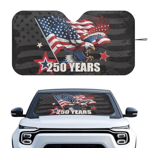 Image of Car Windshield Sun Shade Sunshade Visor 250th Anniversary American Eagle Windshield Cover Auto Sun Heat and UV Rays Blocker, Universal Fit Most Cars Women Men, Easy to Install