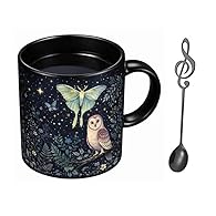 [Set of 2 Matching Illustration Mugs]: This mug set includes two coordinated night-themed designs: Fox & Bunny and Owl & Luna Moth. A charming pair that looks beautiful together or displayed individually. [Magical Night Forest Artwork]: Delicate anim...