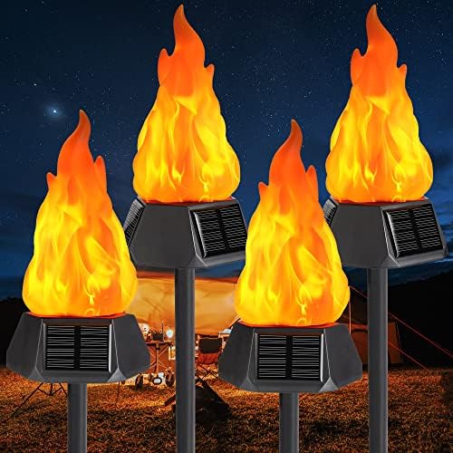 Flame Solar Garden Lights That Will Transform Your Outdoor Space 5 Toodour Solar Outdoor Torch Lights with Flickering Flame, Solar Pathway Decorative Lights, Waterproof LED Flame Torches for Outdoor Camping Garden Landscape Patio Path Yard Decorations - 4 Pack