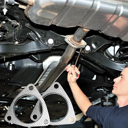 Image of 2PCS Car Exhaust Flange Gasket, Reinforced 2 Bolt 2.5 Inch High Temperature Seal for Exhaust System, Car Accessories Universal Muffler Gasket