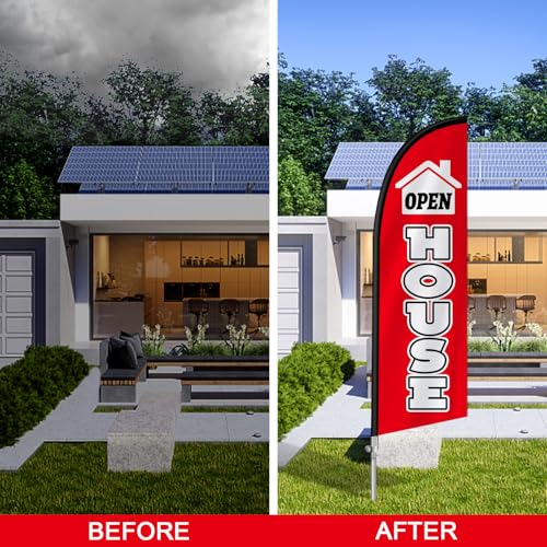 2 Pack Open House Flags, 8FT Open House Signs for Real Estate with Flagpole Kit, Ground Stake, Open House Feather Flag Banner for Events, Advertising, Indicators, Outdoor Advertising - Image 7