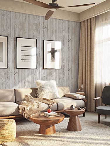 Heroad 1Roll Removable Realistic Wood Shiplap Wallpaper 17.7''X197'' And 1Roll Brown Thicken Retro Wood Grain Wallpaper 78.7''X 17.7'' #TOP2