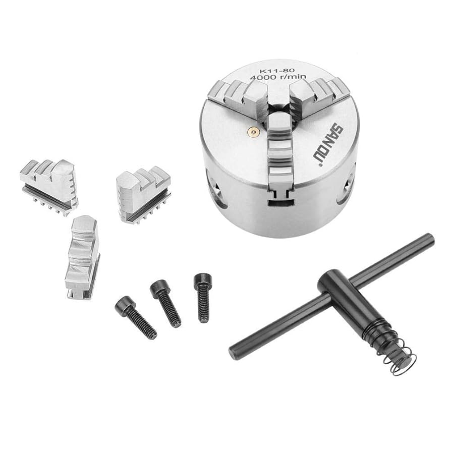 kiruakirua　0313 K11-80 3-Jaw Metal Lathe Chuck,Manual 3 jaw Self-Centering