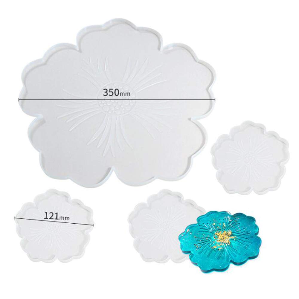 VOANZO 4 PCS DIY Silicone Flower Coaster Resin Moulds Clay Casting Mold Bowl Mats Wine Glass Mats Jewelry Making Mold