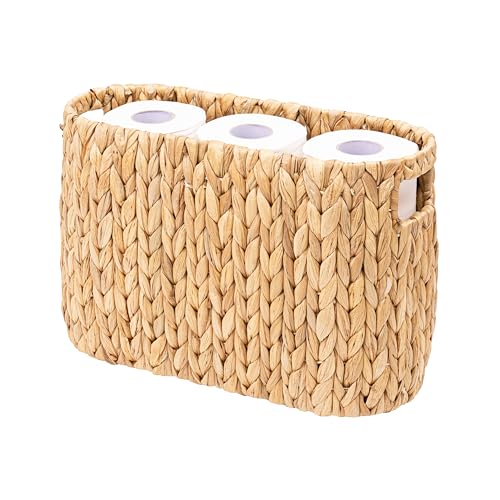 MINHKUST Wicker Toilet Paper Storage Holder with Built-in Handles, Toilet