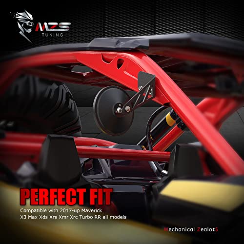 Mzs X3 Side Mirrors, Rear View Racing Style Convex Design W/Mounting Bracket Compatible 2017-2023 Maverick X3 Max Xds Xrs Xmr Xrc Turbo Rr Utv 715002898 - Round, 1 Pair #TOP2