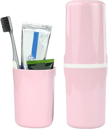 Miniatura 8 de Surblue Estuche para cepillos de dientes de viaje desmontable con tapa, contenedor portátil para cepillos de dientes para vacaciones, camping,