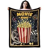 Movie Night Popcorn Theater Blanket, Movie Lover Gifts, Soft Blanket for Movie Theater Room Decor, Cozy Throw Blankets Christmas Birthday Gifts for Adults Toddles Teens Couch Bed 60' X 50'