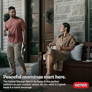 Keter Solana 70 Gallon Storage Bench Deck Box for Patio Furniture, Front Porch Decor and Outdoor Seating – Perfect to Store Garden Tools and Pool Toys, Brown/Brown Keter Solana 70 Gallon Storage Bench Deck Box for Patio Furniture Front Porch Decor and Outdoor Seating–Perfect to Store Garden Tools and Pool Toys BrownBrown