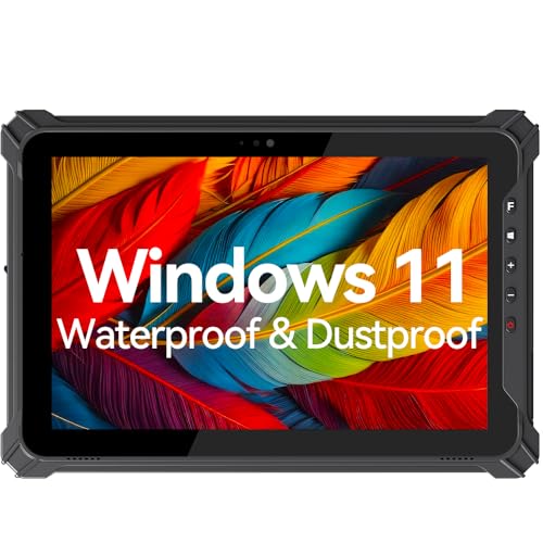 Image of T10W-2D Rugged Windows Tablet, 10.1 inch Durable Industrial Tablet with Scan, 8GB+128GB, 4G LTE, GPS, BT5.0 Wi-Fi,Water-Proof, 700nit Sunlight Readable for Outdoor, Enterprise Work, Vehicle
