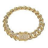 YWangQiang Hip-hop Jewelry Confined Zircon 12mm Cuban Bracelet Vacant Electric Plating Bracelet (Color : 8inchSilver12mm) (7inchgolden*12mm)