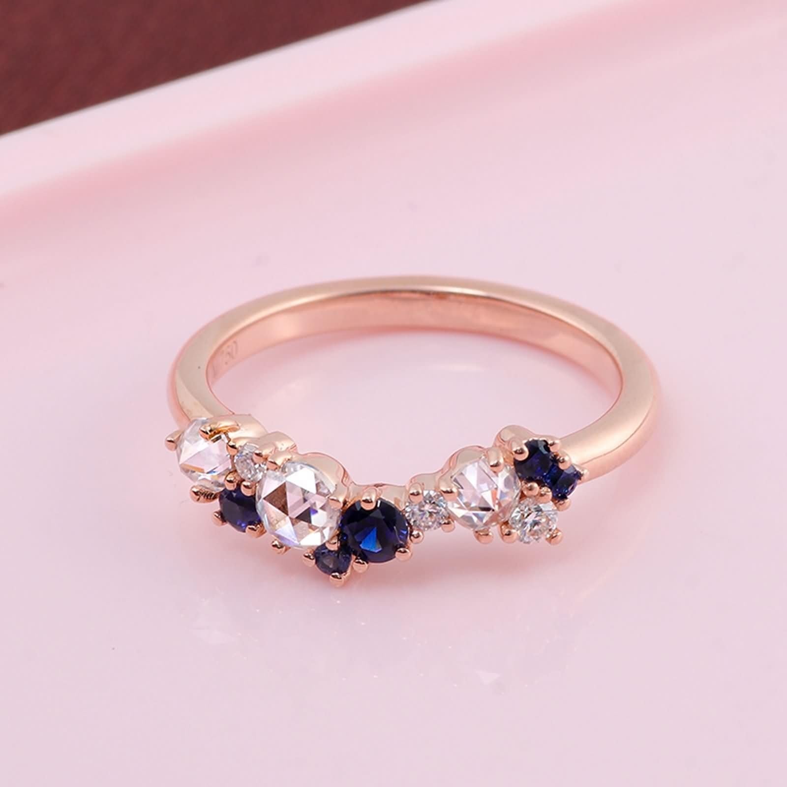 Wycian Promise Anillo para hombre, anillo para mujer, oro rosa, 9 K, moissanita, talla redonda, color blanco, apto para San Valentín, anillo de compromiso único