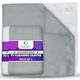 Towelogy® Microfibre TV Cleaning Cloth | Non Abrasive and Lint Free | Premium Screen Cleaner Cloths | Safe To Use On OLeds, LEDS and Flat Screens | Microfibre Cloths for TV Screens (Grey/White)