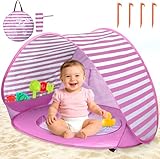 Tente de Plage Pop-up, Tente de Plage Anti UV, Automatique, Facile à Installer, Convient pour la Famille, Le Pique-Nique, Le Camping (Rose)
