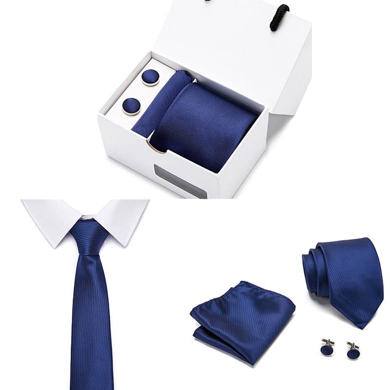 Set corbata, pañuelo y gemelos para hombre en seda miniatura 3