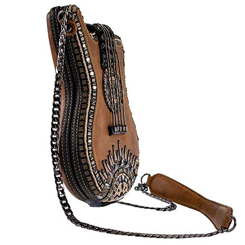 Mary Frances Open Mic Beaded Handbag – Guitar-Themed Crossbody Bag, Brown3