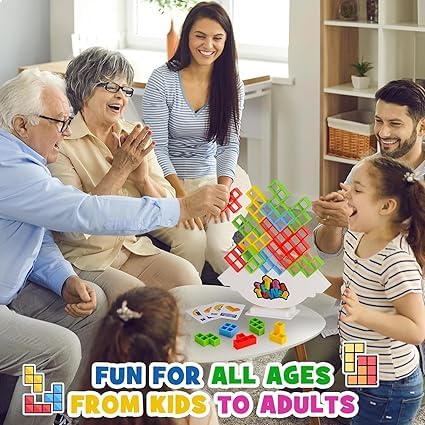 KRIDEZ Tetra Tower Game 16 Pcs Stack Tower, Swing Stack High Child Balance Building Block 2 Players+ Interactive STEM Toy for Family, Travel, Parties for Adults & Kids 3