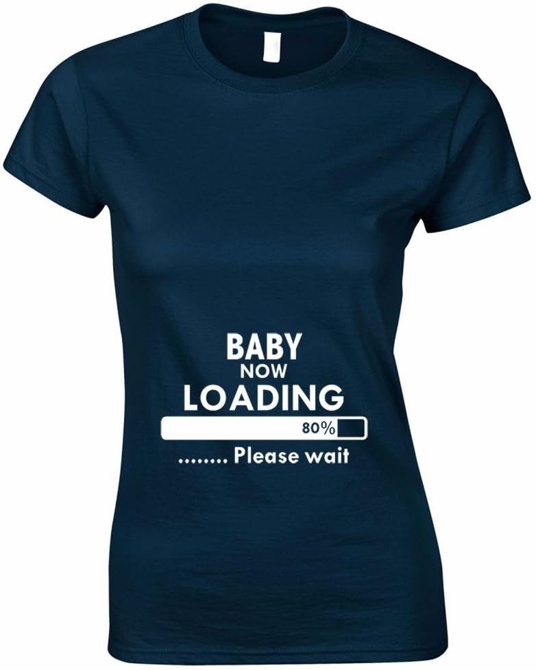 Women's Baby Now Loading Funny T-Shirt Navy Blue
