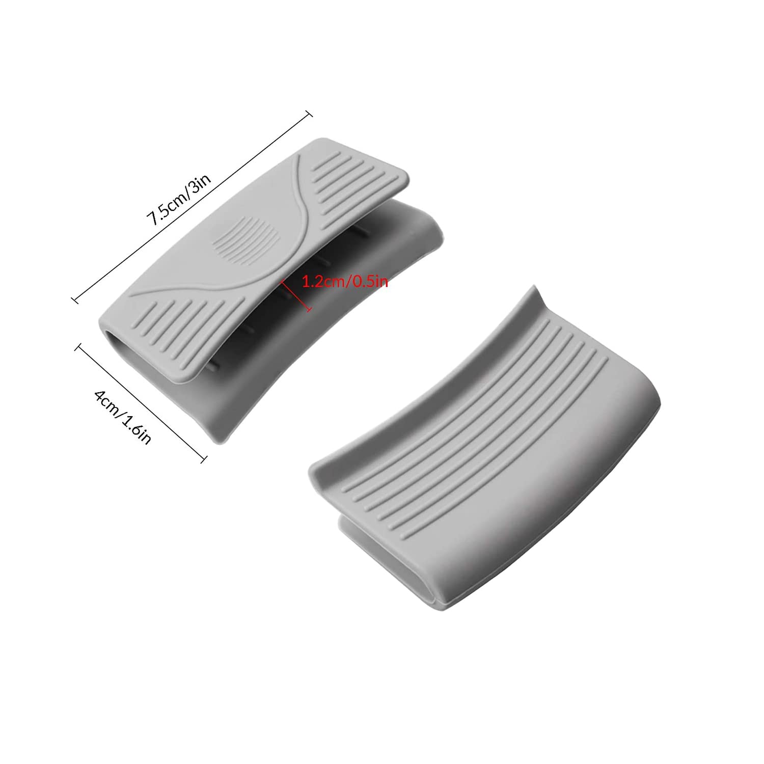 Lot de 6 supports de poignée en silicone épais pour cuisine - Résistant à la chaleur - Noir orange gris