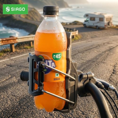 Image of SIAGO Bike Cup Holder for Handlebar - Adjustable Bicycle Water Bottle Holder | Universal Drink Holder for Bike SIA471