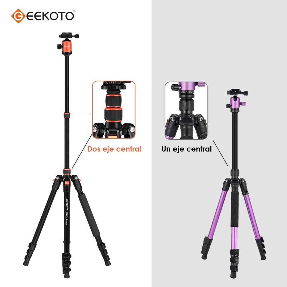 Trípode Cámara GEEKOTO, 195cm Trípode Fotografía Monopie Aluminio con 360° Rótula de Bola Panorámica 1/4" Placa Rápida Liberación y Bolsa de Transporte para DSLR Canon Nikon Sony Cámara