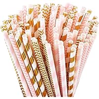 Lot de 100 pailles biodégradables en feuille d'or
