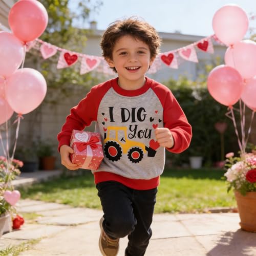 Image of Akyzic Toddler Boys Sweatshirts Cotton Crewneck Truck Shirt Dinosaur Long Sleeve Pullover Tops Tees 2-8T