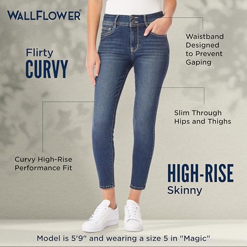 WallFlower Women's Size Flirty Curvy Skinny High Rise Insta Stretch Juniors Jeans (Standard and Plus)3