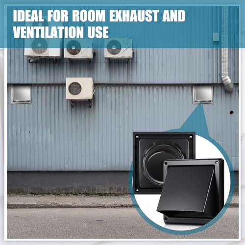 Image of Gisafai 4 Inch Dryer Vent Cover Outdoor with Stainless Steel Screen Black Wall Dryer Exhaust Vent Cover External Cap Cushioned Non Return Flap with Sealing Gasket Grille, Bird /Insect Proof
