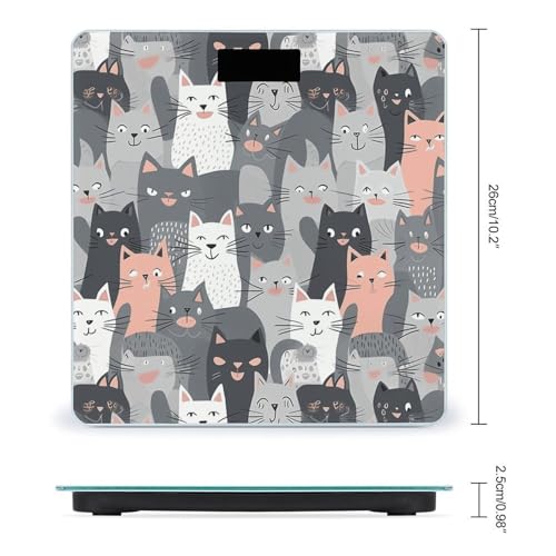 Báscula digital de baño con diseño de gatos grises miniatura 2
