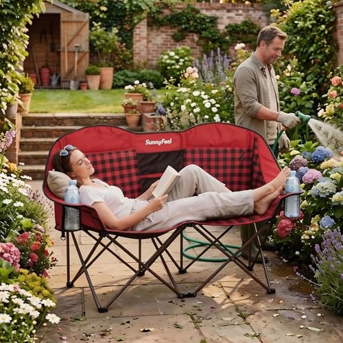 Image of SUNNYFEEL Double Camping Chair Oversized Loveseat for Adults