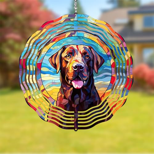 Labrador Retriever Wind Spinner Pet Dog Memorial Gifts 3D Metal Kinetic Hanging Wind Sculpture Spinners for Yard and Garden Indoor Outdoor Window...
