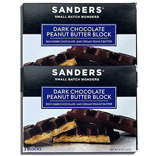 Chocolate Block By Sanders Bundled By Tribeca Curations | 8 Ounces | Value Pack Of 2 (Dark Chocolate Peanut Butter) #TOP2