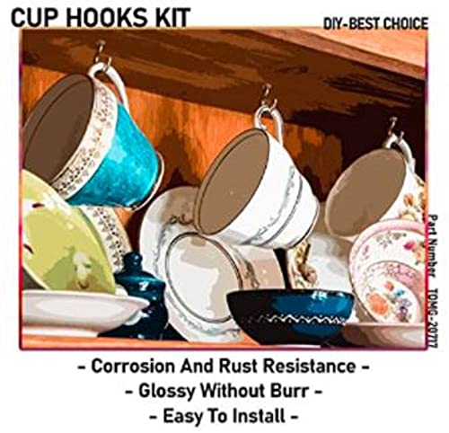 Image of Q1 Beads 70 Pcs Steel Ceiling Cup Hook J Hooks kit, 4 Sizes Screw-in Hanging Ceiling Hook Hanger (1 /2 inch, 1 inch,1.5 inch,2 inch)