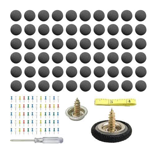 Dickno 60 PCS Car Roof Headliner Repair Kit, Auto Roof Snap Rivets Retainer with Installation Tool, Interior Ceiling Sagging Headliner Cloth Fixing Repair Buckle for All Vehicles (Grid Black)
