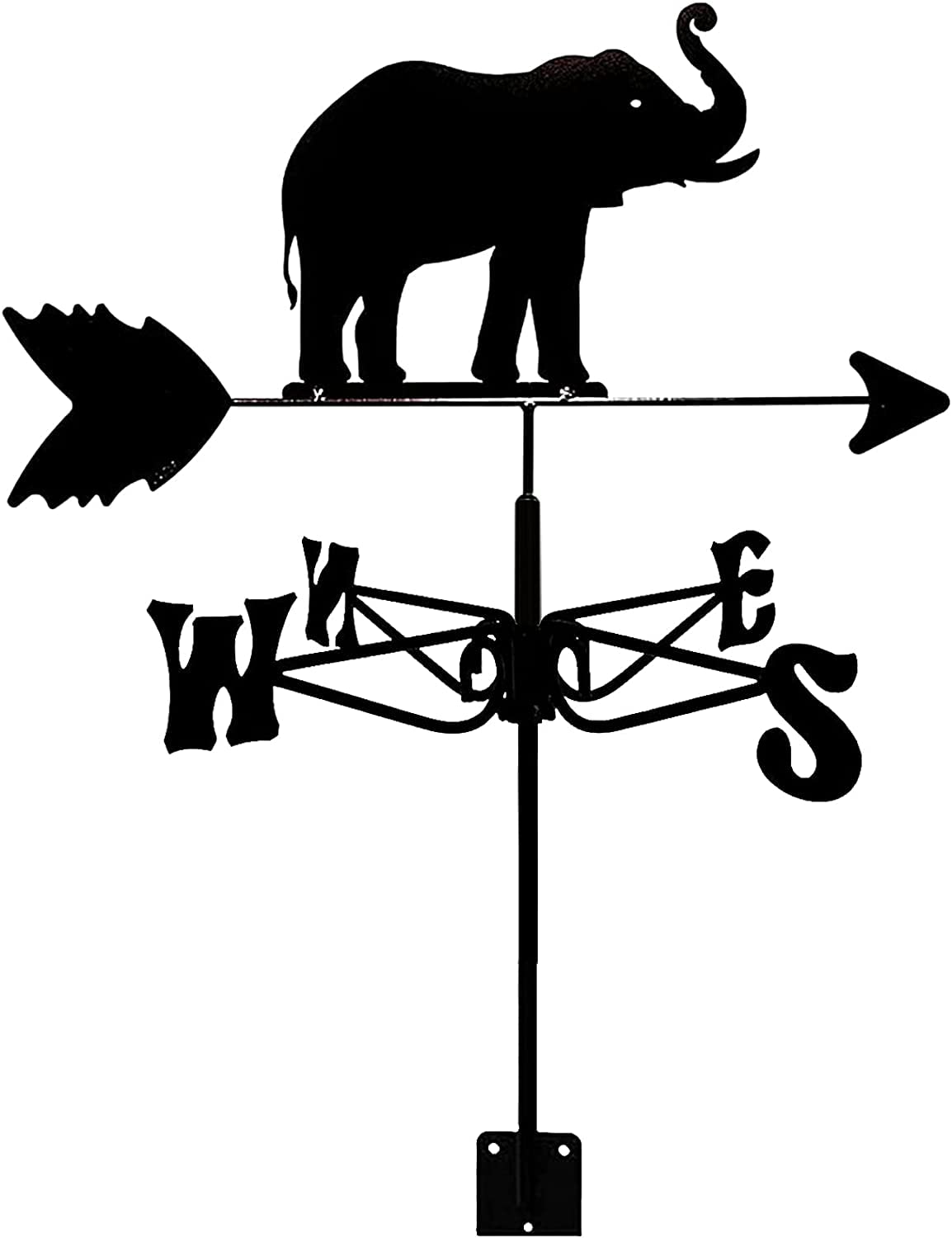 WIQUYBML Weather Vane Elephant Ornament Stainless Steel Weathervane Wind Direction Indicator Garden Weathercock/Black/50 * 35Cm