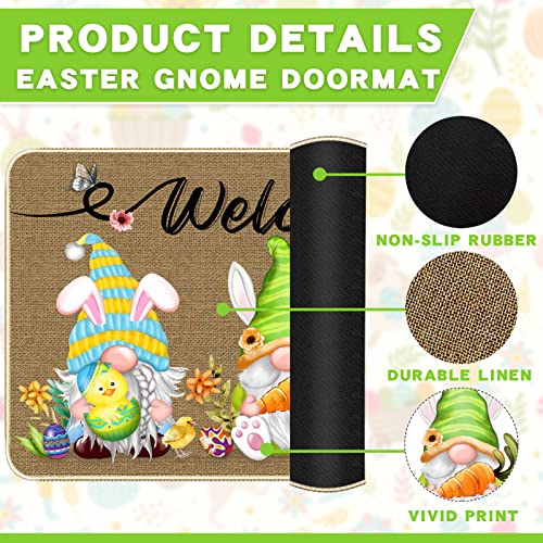 Image of TREWAVE Easter Decorative Doormat, Easter Gnome Door Mat, Non Slip Rubber Backing Doormat Decoration for Outdoor Indoor, Entrance, Spring Floor Mat, 29 x 17 Inch