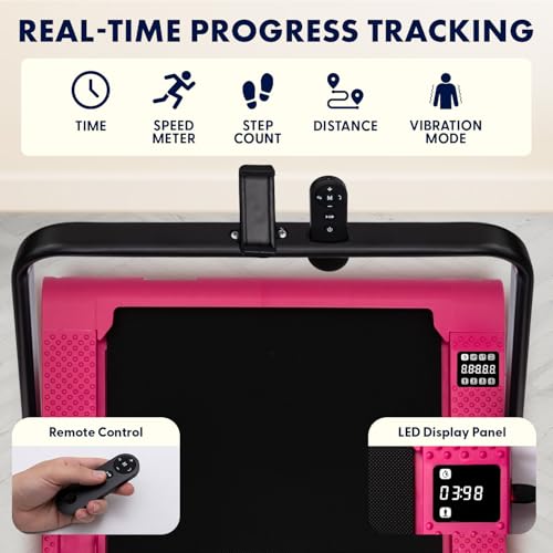 Image of Squatz 2‑in‑1 Walking Pad Treadmill with Handlebar & Vibration Plates - Compact Walking Pad with LED Display, Device Holder, Quiet 1.0HP Motor & Remote for Home or Office Fitness