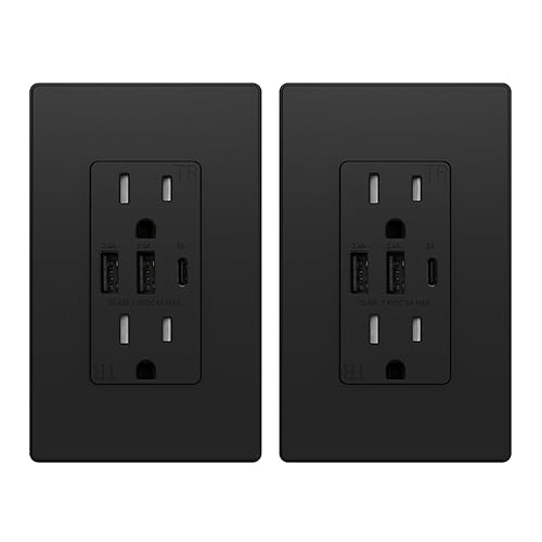 ELEGRP Tomacorrientes USB, toma de pared de 3 puertos, toma eléctrica de 30 W 6.0 A, toma de corriente resistente a manipulaciones de 15 amperios