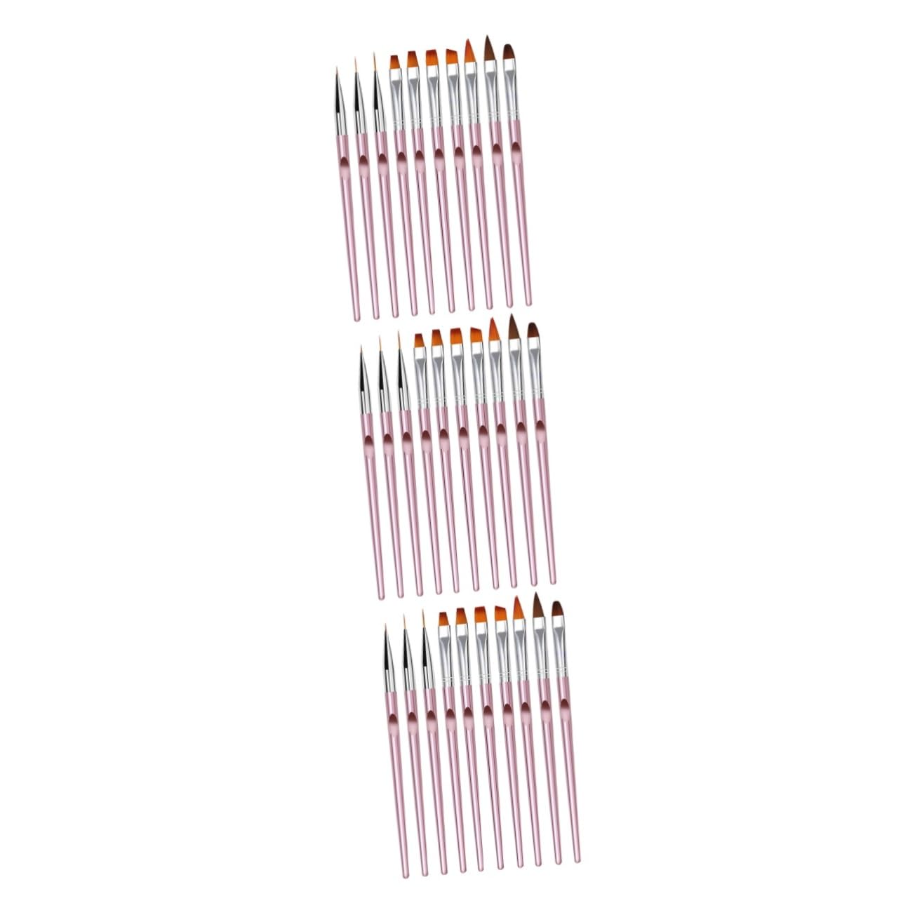 Healvian 30piezas Pinceles De Uñas De Cristal Para Manicura Herramienta De Pintura y Decoración Nail Art Mango Color Rosa Dorado Para Uso Profesional y Casa