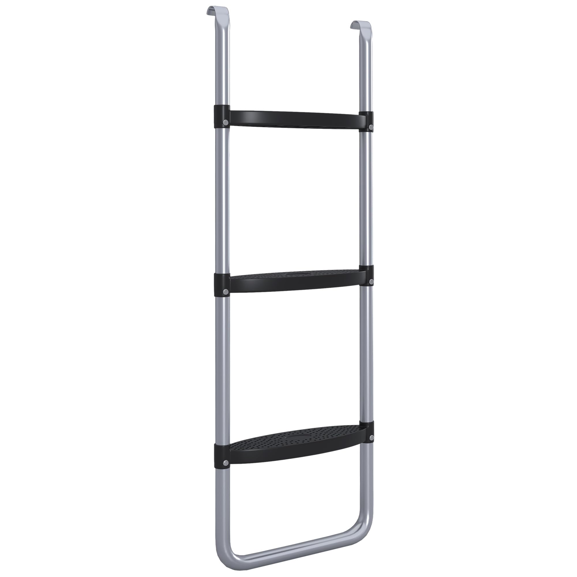 SPORTNOW Scaletta per Trampolino Elastico in Acciaio con 2 o 3 Scalini, Scala per Tappeto Elastico con Altezza Regolabile e Aggancio Universale, 97x32cm, Argento