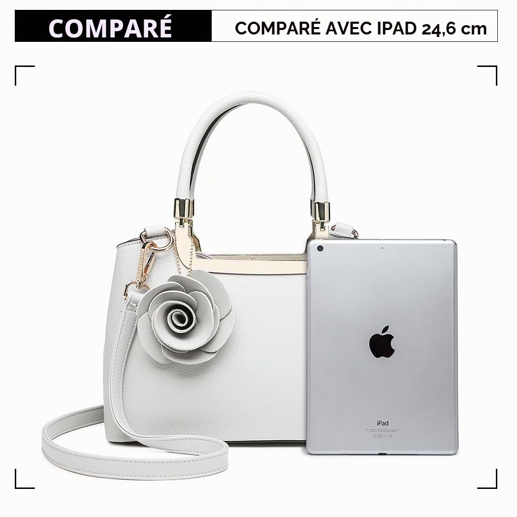 Miss Lulu Bolso Bandolera de Piel sintética con asa Superior para Mujer, Elegante Bolso de Hombro con diseño de Flores