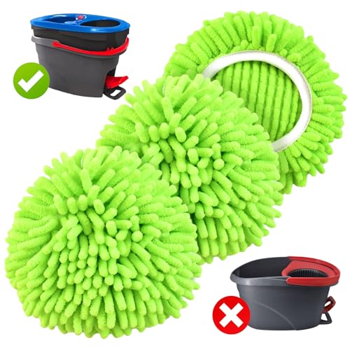 Mop Replace Head for O Cedar Spin Mop Heads Replacements for Ocedar RinseClean 2 Tank Spin Mop Chenille Duster for Ocedar Mop Include 3 Pack Microfiber Chenille Mop Pad for Ocedar Spin Mop
