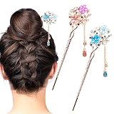 2 horquillas chinas para el pelo, estilo vintage con borlas para mujeres y niñas.